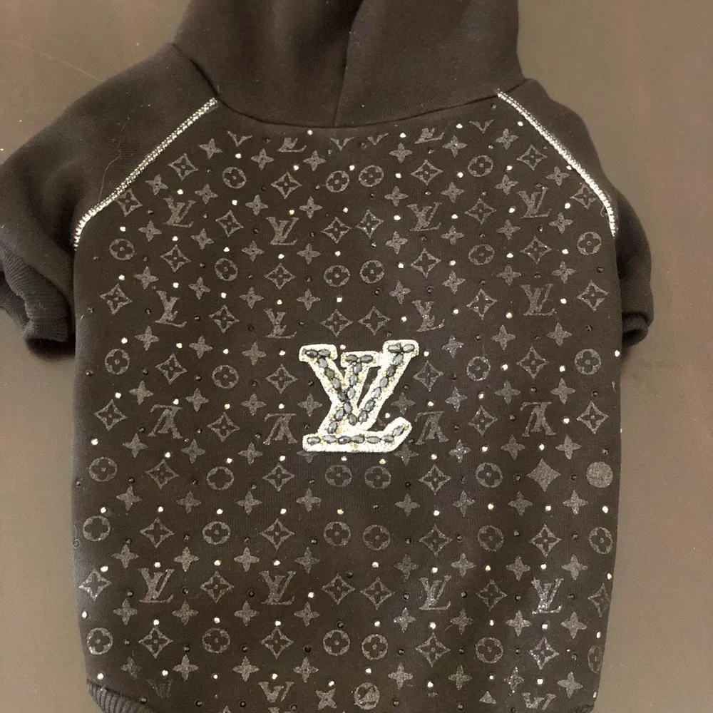 15”L designer dog hoodie (small breeds)
